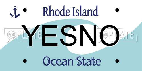 YESNO Rhode Island License Plate