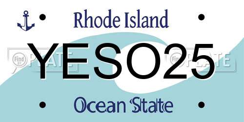YESO25 Rhode Island License Plate