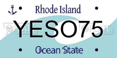 YESO75 Rhode Island License Plate