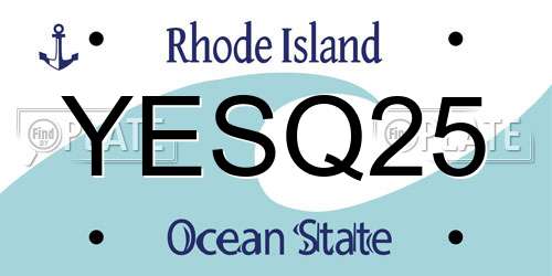 YESQ25 Rhode Island License Plate