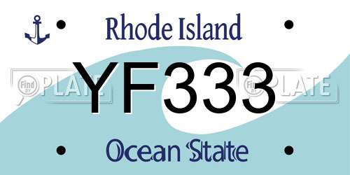 YF333 Rhode Island License Plate
