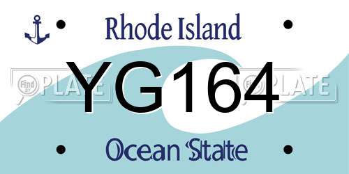 YG164 Rhode Island License Plate