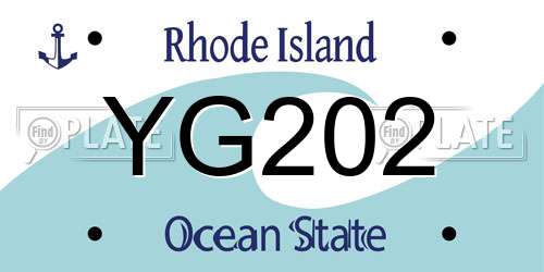 YG202 Rhode Island License Plate