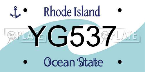 YG537 Rhode Island License Plate