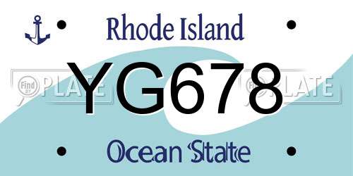 YG678 Rhode Island License Plate