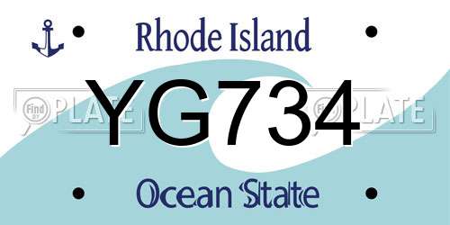 YG734 Rhode Island License Plate