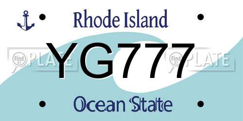 YG777 Rhode Island License Plate