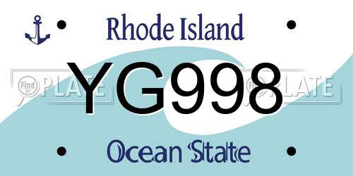 YG998 Rhode Island License Plate