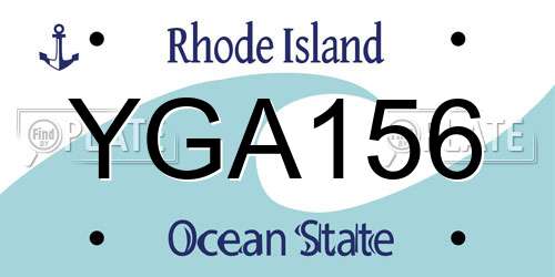 YGA156 Rhode Island License Plate