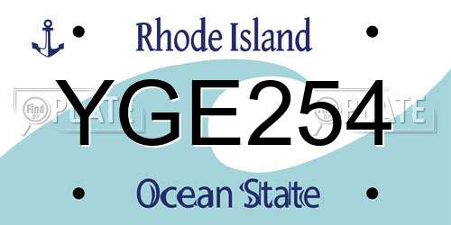 YGE254 Rhode Island License Plate