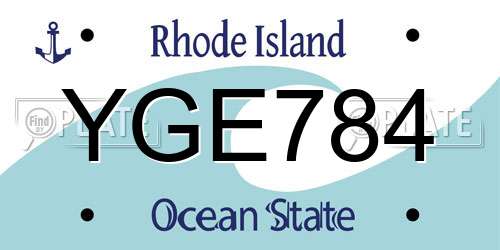 YGE784 Rhode Island License Plate