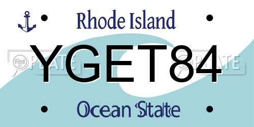 YGET84 Rhode Island License Plate