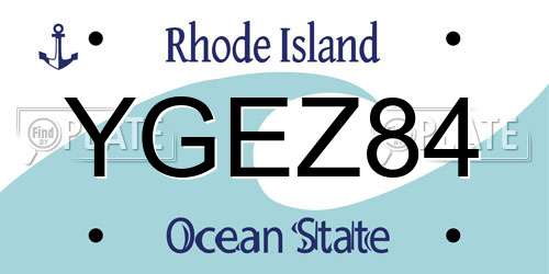YGEZ84 Rhode Island License Plate