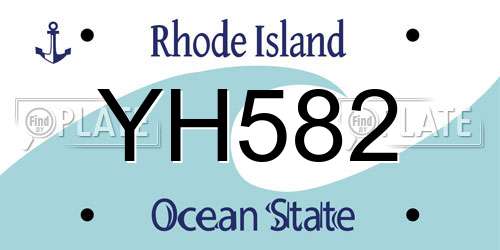 YH582 Rhode Island License Plate