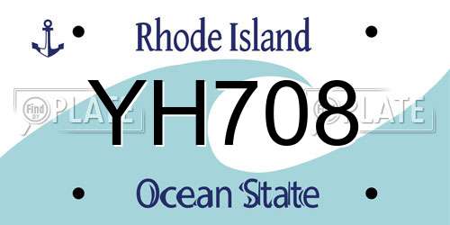 YH708 Rhode Island License Plate