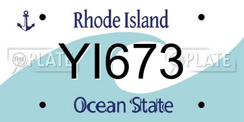 YI673 Rhode Island License Plate