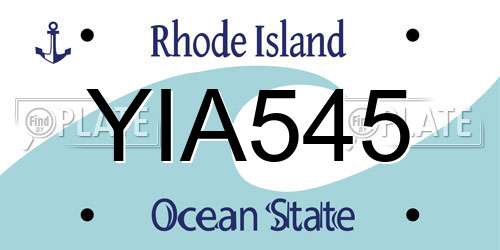 YIA545 Rhode Island License Plate