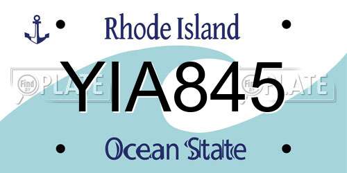 YIA845 Rhode Island License Plate