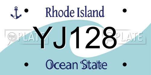 YJ128 Rhode Island License Plate
