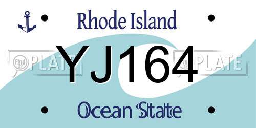 YJ164 Rhode Island License Plate