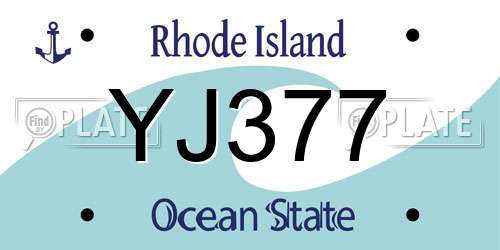 YJ377 Rhode Island License Plate