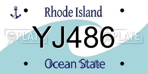 YJ486 Rhode Island License Plate