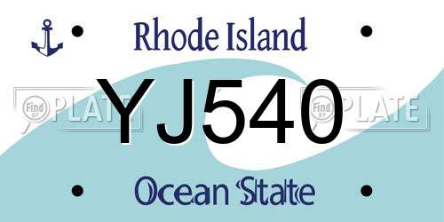 YJ540 Rhode Island License Plate