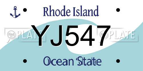YJ547 Rhode Island License Plate