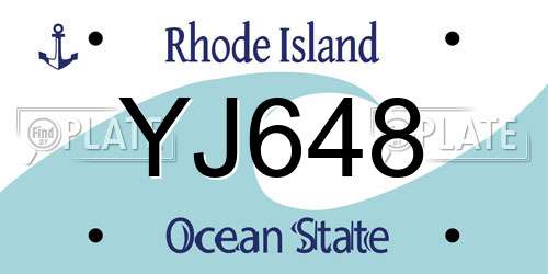 YJ648 Rhode Island License Plate