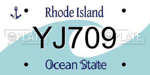 YJ709 Rhode Island License Plate
