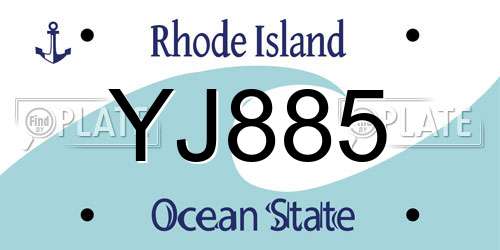 YJ885 Rhode Island License Plate
