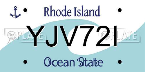 YJV72I Rhode Island License Plate