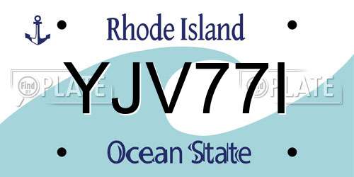 YJV77I Rhode Island License Plate