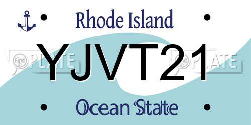 YJVT21 Rhode Island License Plate