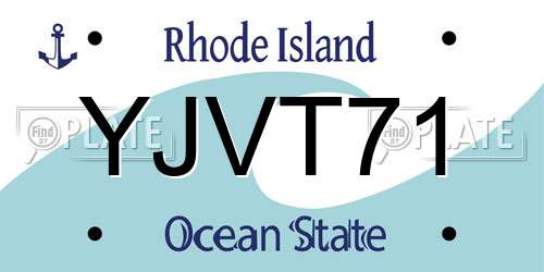 YJVT71 Rhode Island License Plate
