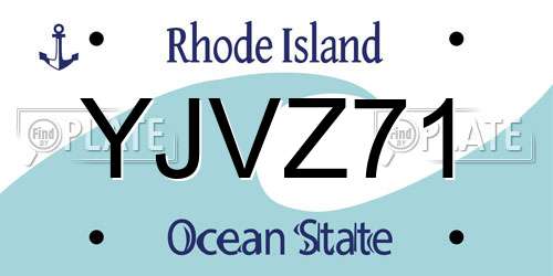 YJVZ71 Rhode Island License Plate