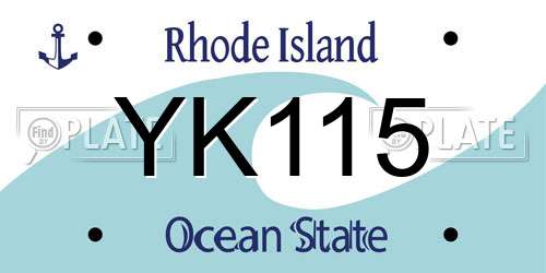 YK115 Rhode Island License Plate