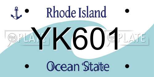 YK601 Rhode Island License Plate