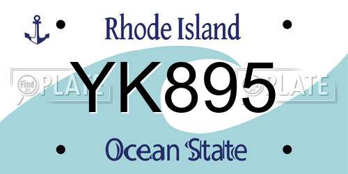 YK895 Rhode Island License Plate