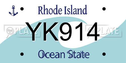 YK914 Rhode Island License Plate