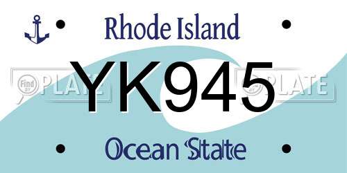 YK945 Rhode Island License Plate