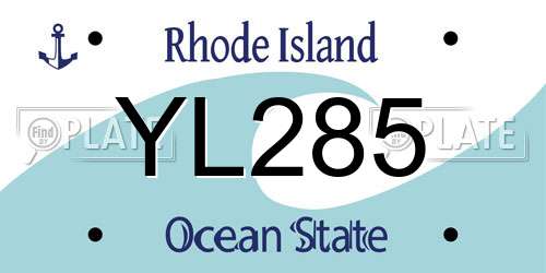 YL285 Rhode Island License Plate