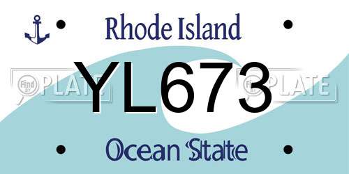 YL673 Rhode Island License Plate