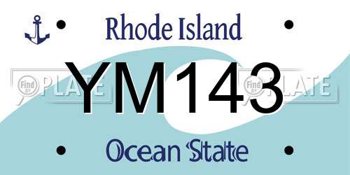YM143 Rhode Island License Plate