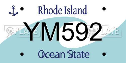 YM592 Rhode Island License Plate