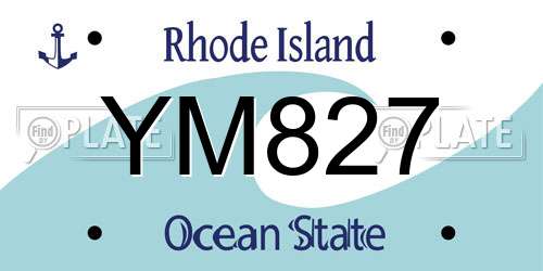 YM827 Rhode Island License Plate