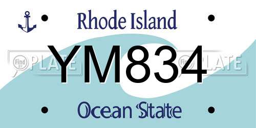 YM834 Rhode Island License Plate