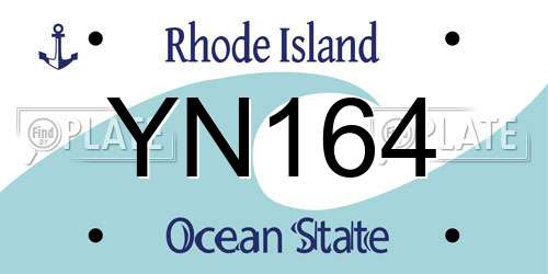 YN164 Rhode Island License Plate