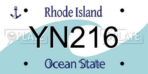 YN216 Rhode Island License Plate