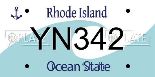 YN342 Rhode Island License Plate